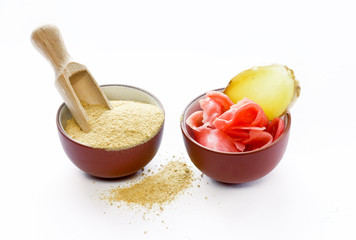 Powder of ginger and pickled ginger