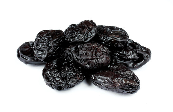 Smoked prunes isolated