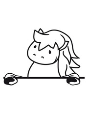 beine hufe stall wand mauer fläche schreiben text vorne kleines süßes niedlich pony fohlen junges baby kind comic clipart cartoon pferd