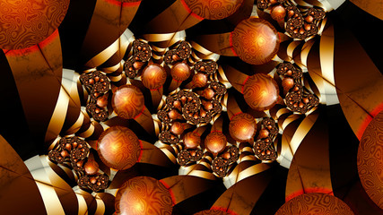 Spiral spheres. Rotation galaxies. 3D surreal illustration. Sacred geometry. Mysterious psychedelic...