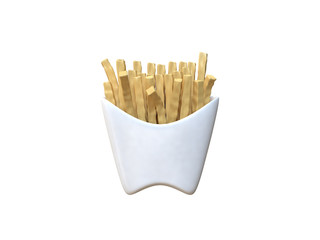 abstract french fries cartoon style 3d rendering