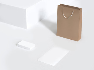 brown paper bag abstract white scene 3d rendering business shopping concept