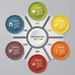 Fototapeta premium Modern 6 steps process. Simple&Editable abstract design element. EPS10.