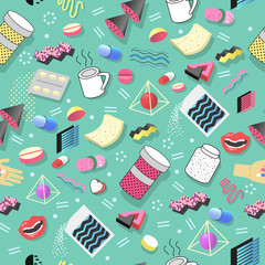 Abstract Seamless Pattern with Medication Pills and Tablets. Geometric Shapes Medicine Background. Trendy Design for Poster, Banner. Vector illustration