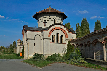 Fototapeta na wymiar Entrance into monastery komplex in Kovilj, Serbia