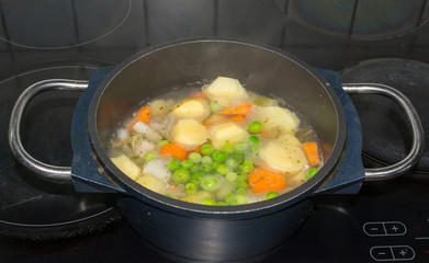 Hearty Stew in pan on hob.