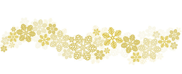 Gold Snowflakes Border on White, stock vector illustration