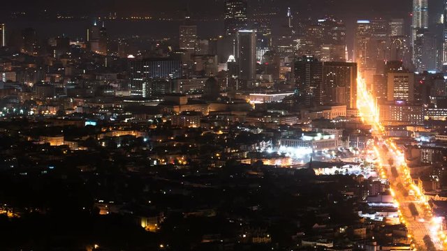 San Francisco Downtown Skyscrapers Time Lapse from Twin Peaks