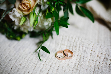 wedding bouquet and ring detail