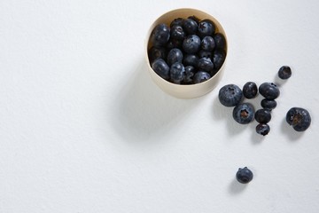 Blueberries in a bowl on white background