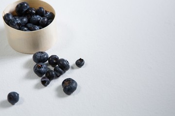 Blueberries in a bowl on white background
