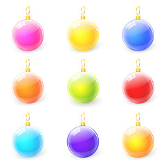 Colorful Christmas balls set on white background vector