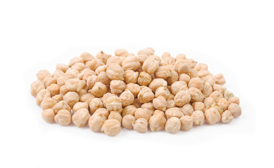 The uncooked chickpeas.