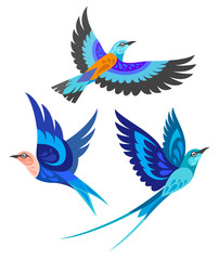 Stylized Birds - Rollers