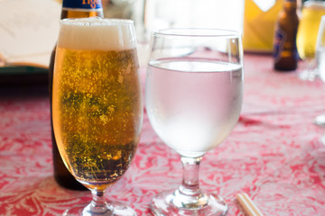 ビールと水