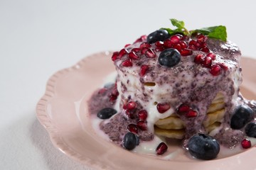 Delicious sweet food in plate