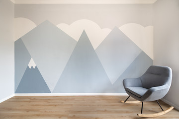 Modern scandinavian style design mural painted room © raphoto