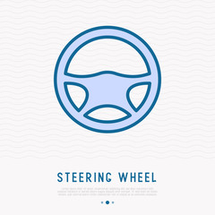 Steering wheel thin line icon. Modern vector illustration of car element.