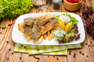 Closeup of a piece  cod broken into two pieces