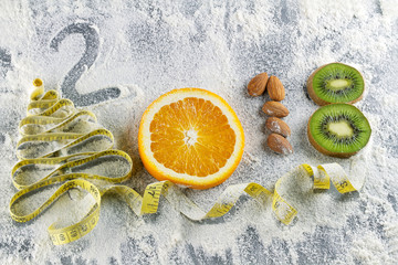 Healthy holidays food and diet. New year's decisions about a healthy lifestyle.