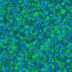 Watercolor confetti seamless pattern. Hand painted alluring circles. Watercolor confetti circles. Green scattered circles pattern. 129.