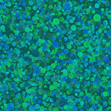 Watercolor confetti seamless pattern. Hand painted alluring circles. Watercolor confetti circles. Green scattered circles pattern. 129.