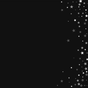 Random falling stars. Abstract right border with random falling stars on black background. Awesome Vector illustration.