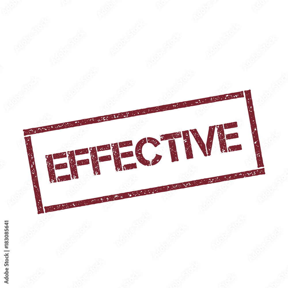 Poster effective rectangular stamp. textured red seal with text isolated on white background, vector illust