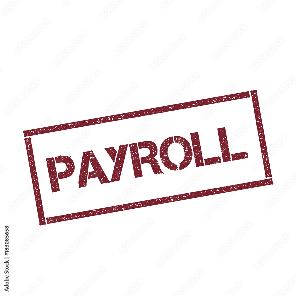 Poster payroll rectangular stamp. textured red seal with text isolated on white background, vector illustra
