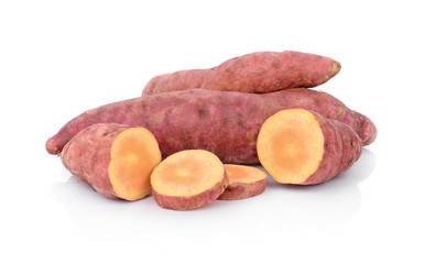 Sweet potatoes on white