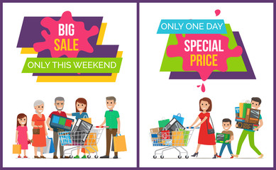 Big Sale Only This Weekend Set Vector Illustration