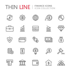 Collection of finance thin line icons