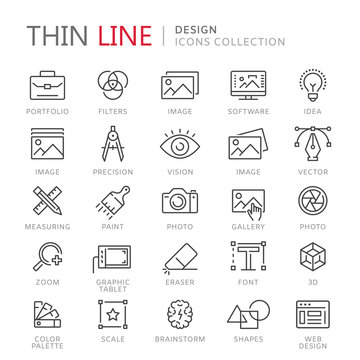 Collection of design thin line icons