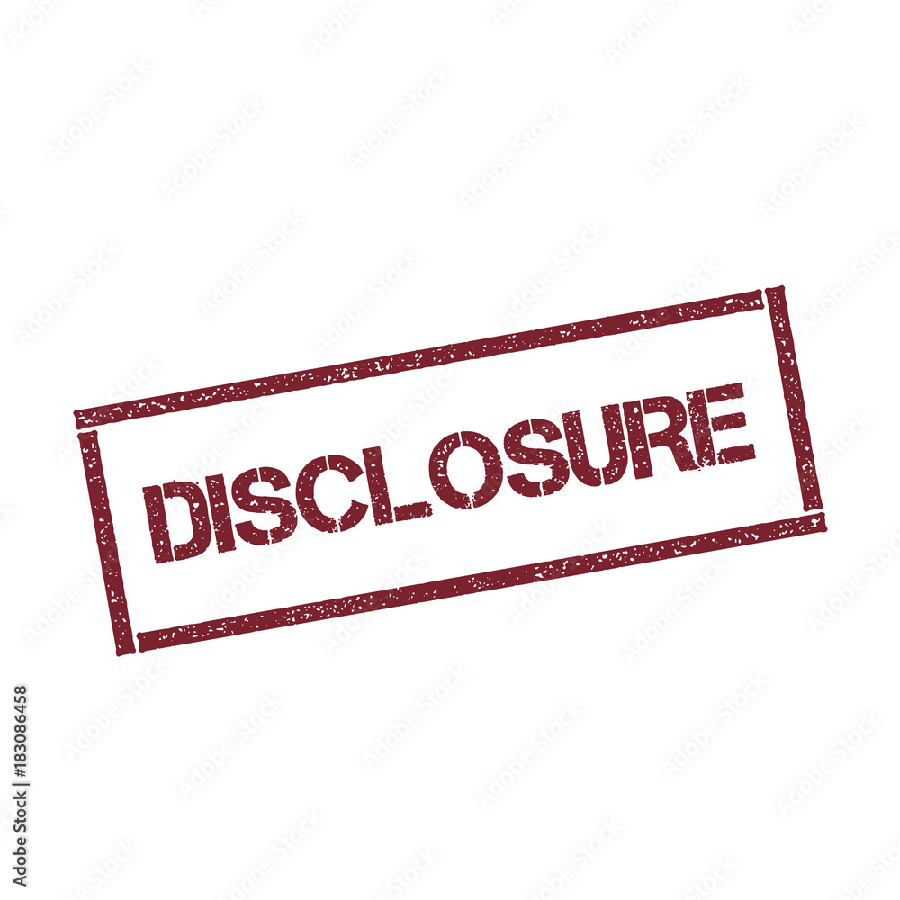 Aufkleber disclosure rectangular stamp. textured red seal with text isolated on white background, vector illus