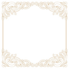 Golden vintage border frame engraving with retro ornament pattern in antique baroque style decorative design. Vector