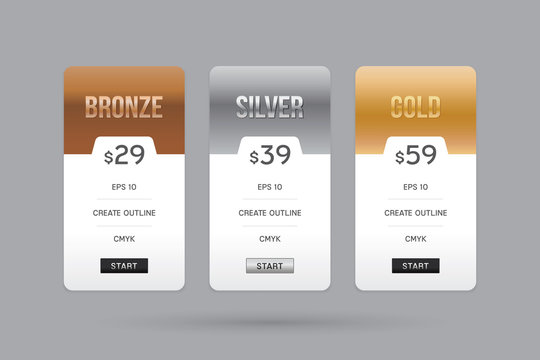 Vector of pricing table design template for website and application.