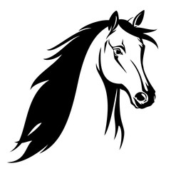 horse head black and white vector design