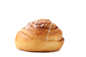 Cinnamon bun isolated on white background
