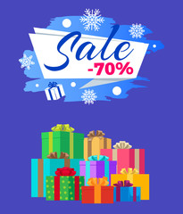 Sale -70 Vector Illustration Poster Label Gifts
