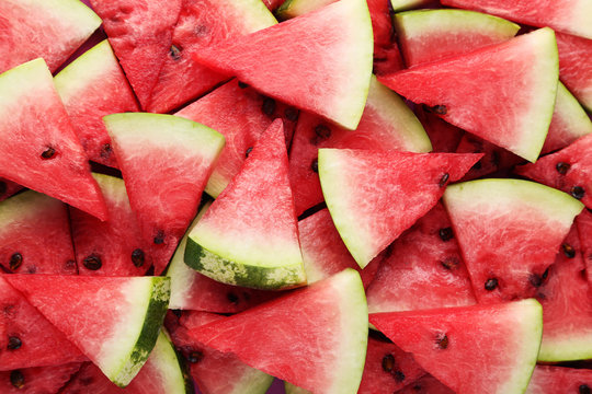 Tasty slices of watermelons background