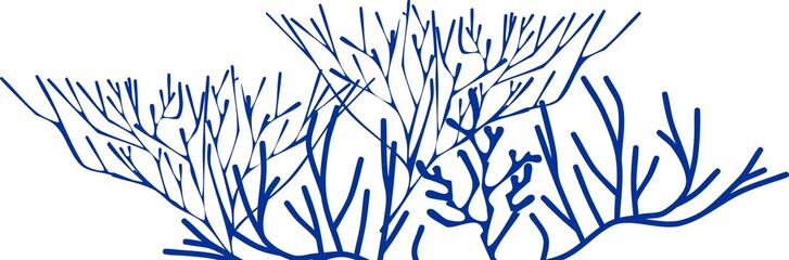Fototapeta premium Stylized branched blue corals on white background