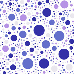 Colorful polka dots seamless pattern on white 27 background. Beauteous classic colorful polka dots textile pattern. Seamless scattered confetti fall chaotic decor. Abstract vector illustration.