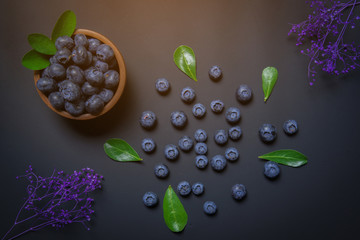 blueberries on black