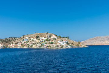 view of Simi Island, one of the smaller holiday islands in the Dodecanese group near the Turkish...