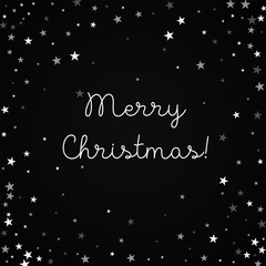Fototapeta na wymiar Merry Christmas greeting card. Random falling stars background. Random falling stars on black background. Unusual vector illustration.
