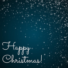 Fototapeta na wymiar Happy Christmas greeting card. Beautiful snowfall background. Beautiful snowfall on blue background.unique vector illustration.