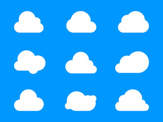 Set of cloud Icons isolated on white background. Cloud silhouettes vector illustration