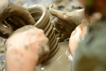 Making Pottery manually by hand