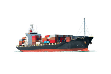 ship on white background with container isolate for logistic transportation concept.