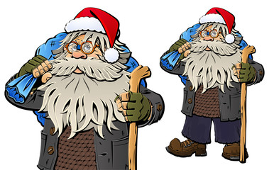 Homeless Santa Claus. The tramp, bum.